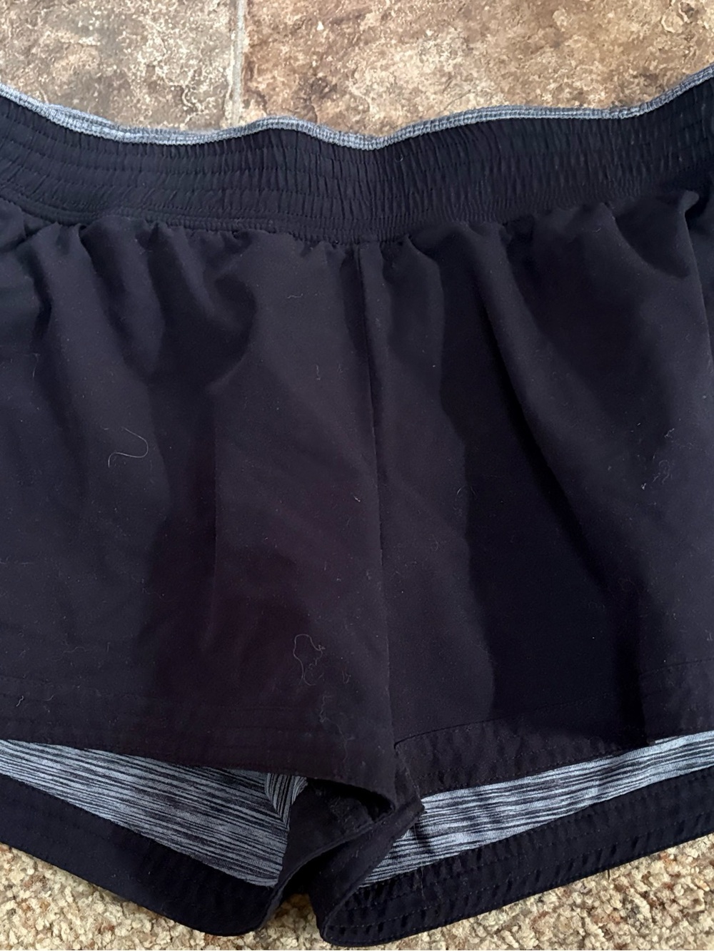 Xersion Black Athletic Shorts with Gray Stripe